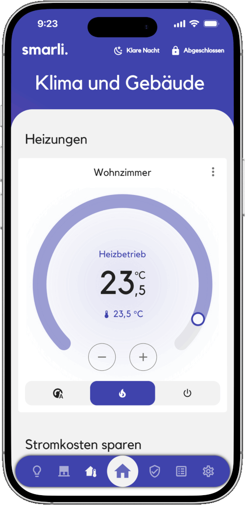 Steuerung von Heizungen in der Smart Home App von smarli.