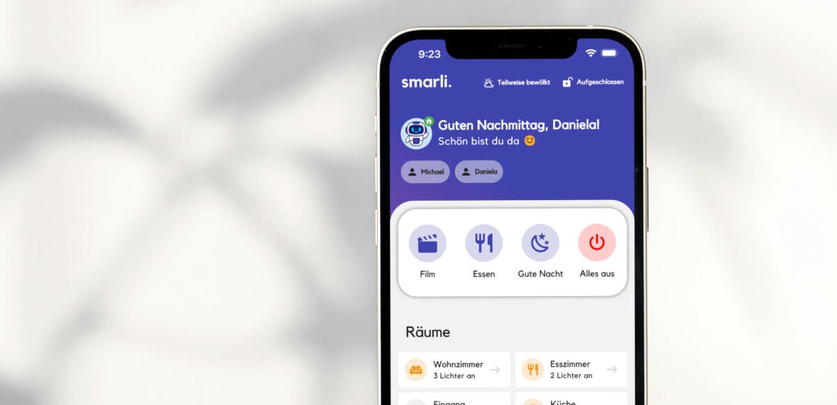 smarli. Smart Home App Startseite mit Remote-Zugriff