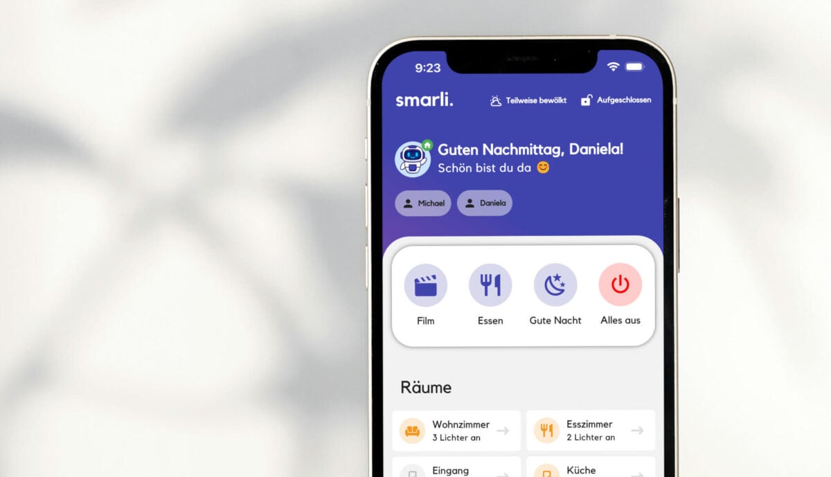 Startseite der smarli. App auf dem Smartphone